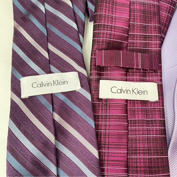 Calvin Klein + More Purple Lilac Fuchsia Pink Blue Lot of 4 mens neck ties - Picture 5 of 5